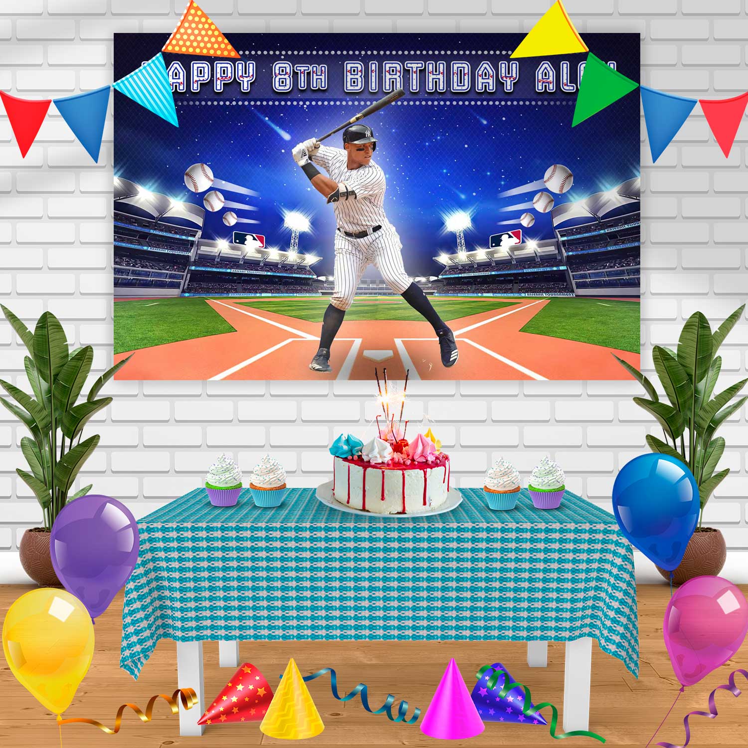 Aaron Judge Yankees Ny Baseball Birthday Banner Personalized Party Bac – Ediblecakeimage